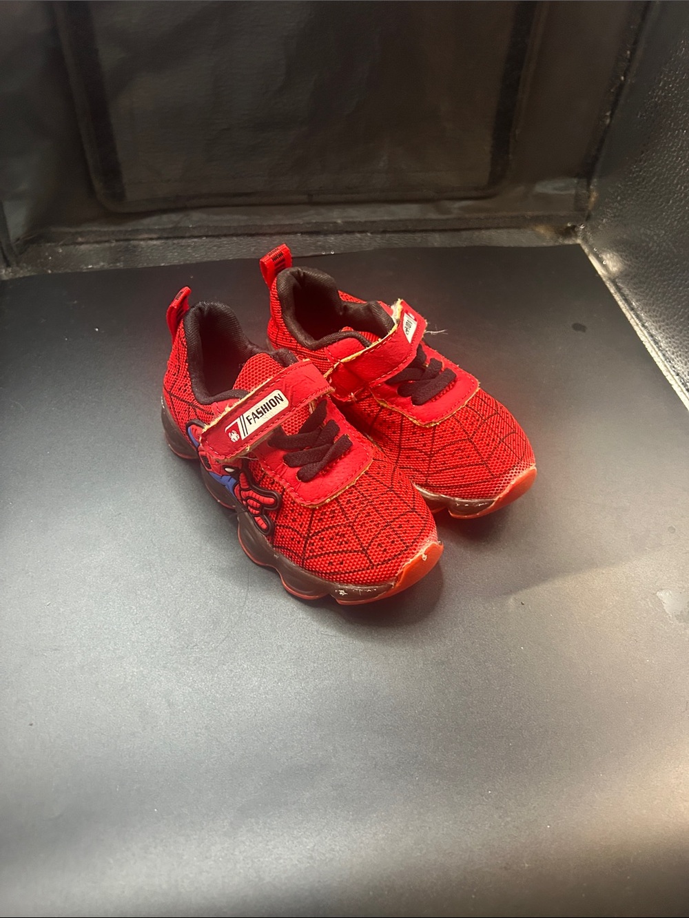 Kids Red Spider-Theme Light-Up Sneakers